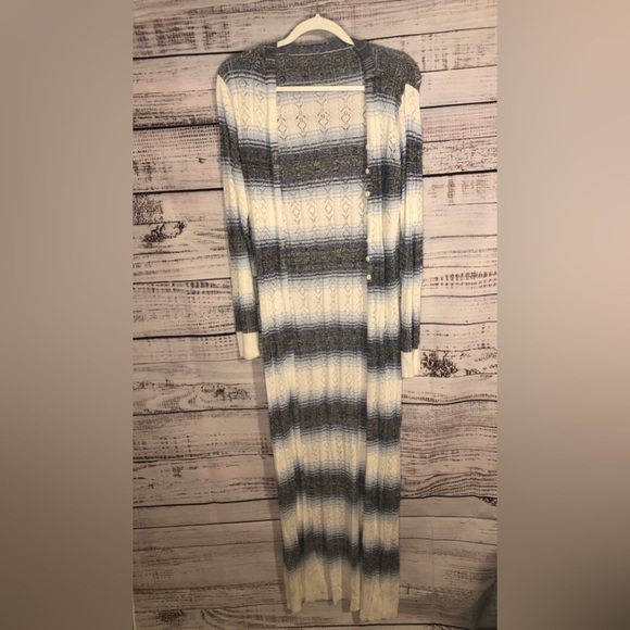 Sweaters - Striped Long Cardigan size Large
